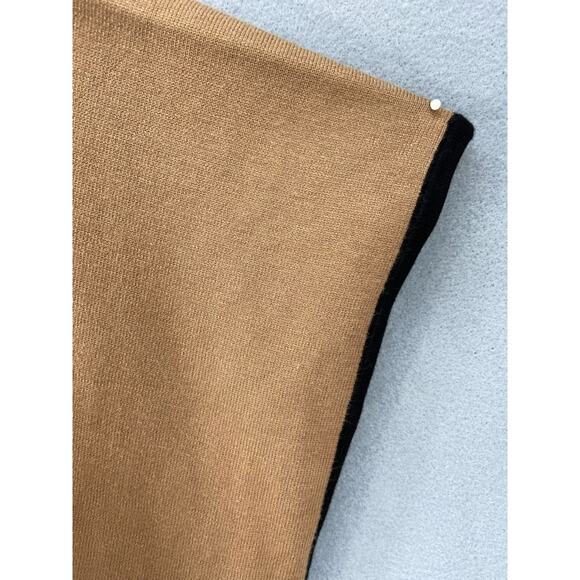 Chicos Poncho Cape Wrap Sz Small / Medium Sweater Tan Black Knit Striped Flowy - Picture 4 of 10